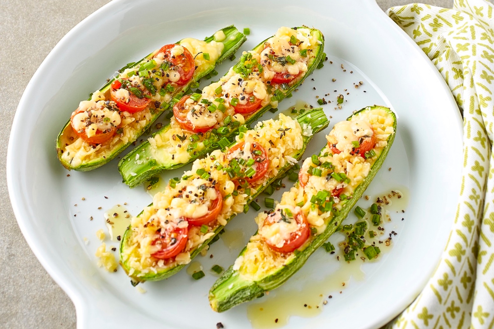 Baked zucchini with old dutch master cheese